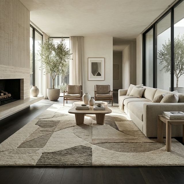 Beautiful living room with premium carpet and rug